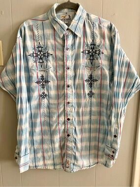 Mens Panhandle Slim Western shirt snap buttons size Medium